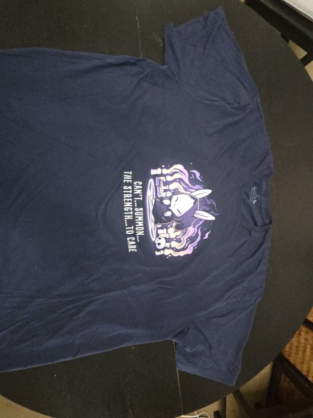 TeeTurtle Can't Summon the Strength to Care Graphic Tee Navy Blue